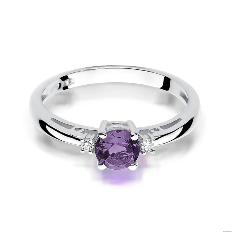 Pierścionek W010 Ametyst 0,50ct białe złoto