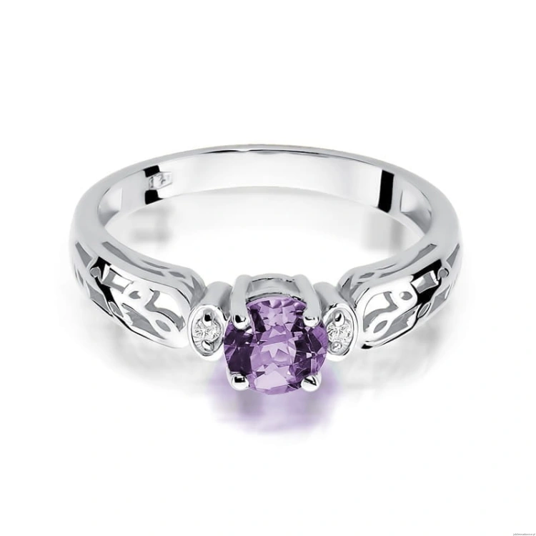 Pierścionek W014 Ametyst 0,50ct białe złoto