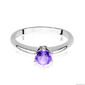 Pierścionek W557 Ametyst 0,50ct białe złoto