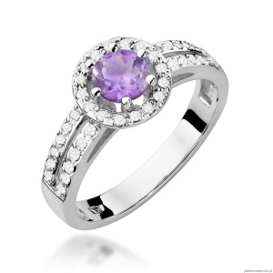 Pierścionek W087 Ametyst 0,50ct białe złoto