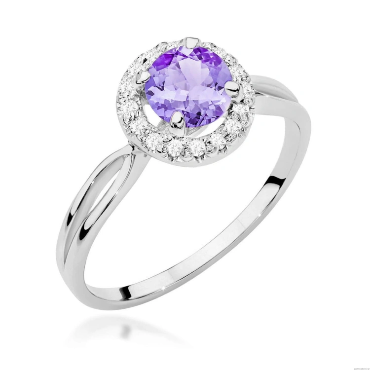 Pierścionek W538 Ametyst 0,90ct białe złoto