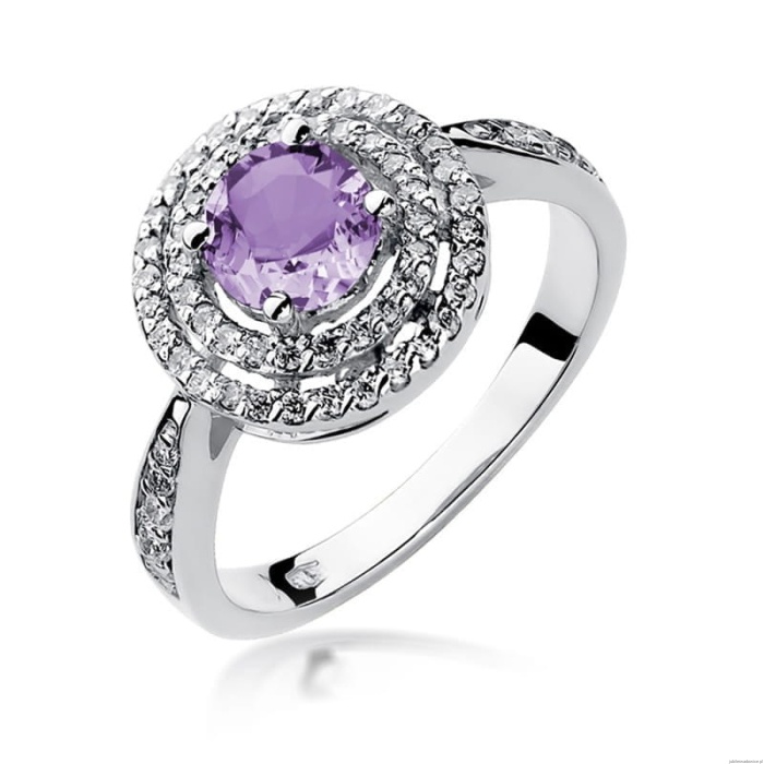 Pierścionek W274 Ametyst 0,90ct białe złoto