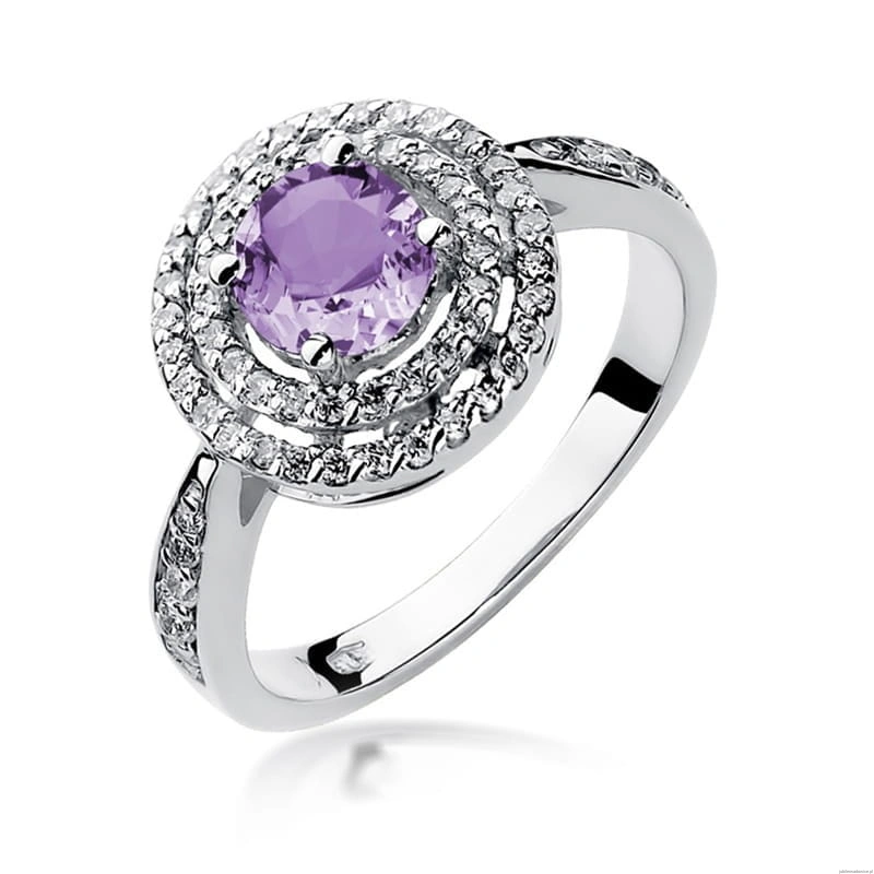 Pierścionek W274 Ametyst 0,90ct białe złoto