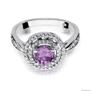 Pierścionek W274 Ametyst 0,90ct białe złoto