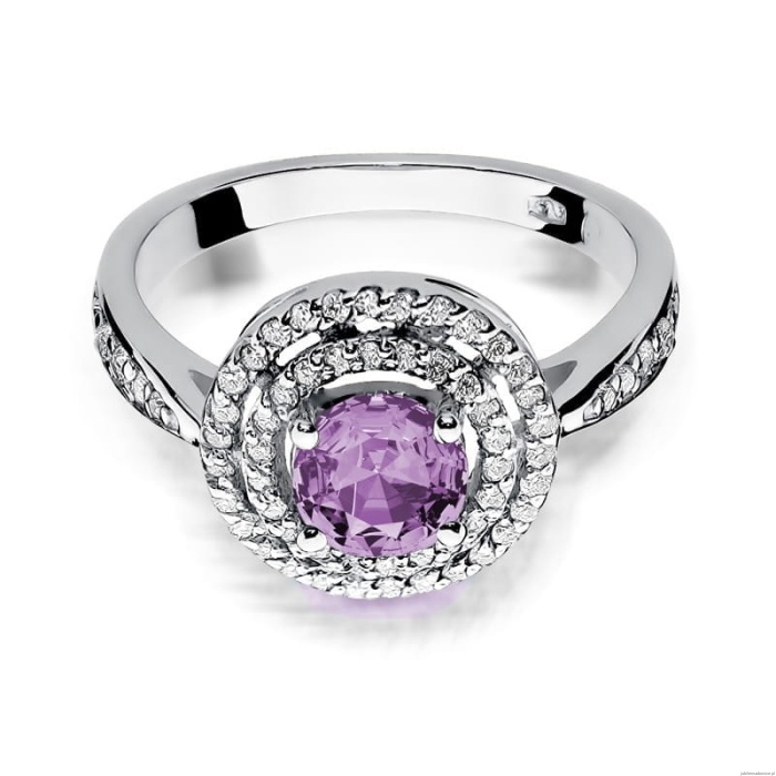Pierścionek W274 Ametyst 0,90ct białe złoto