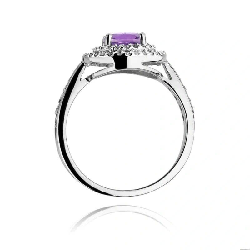 Pierścionek W274 Ametyst 0,90ct białe złoto