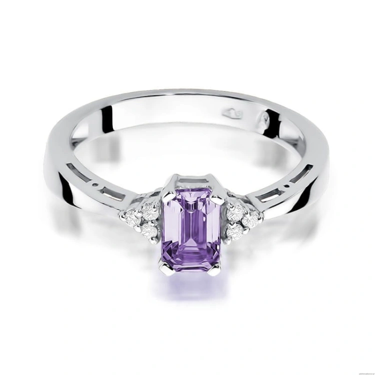 Pierścionek W002 Ametyst 0,50ct białe złoto