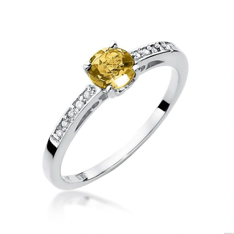 Pierścionek W066 Cytryn 0,50ct białe złoto