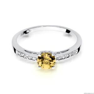 Pierścionek W066 Cytryn 0,50ct białe złoto