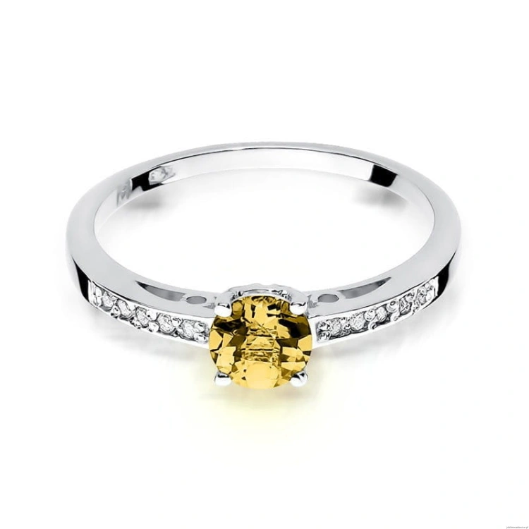 Pierścionek W066 Cytryn 0,50ct białe złoto