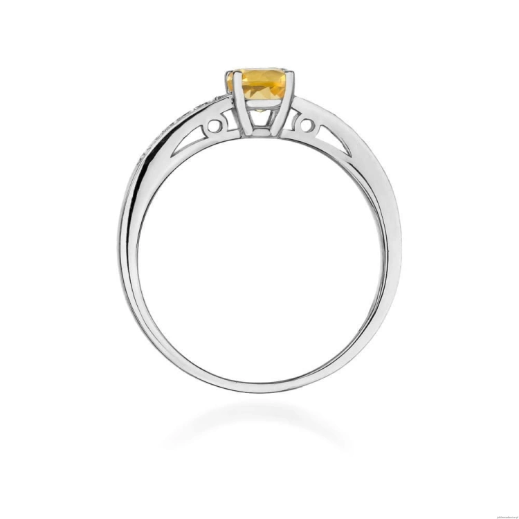 Pierścionek W066 Cytryn 0,50ct białe złoto