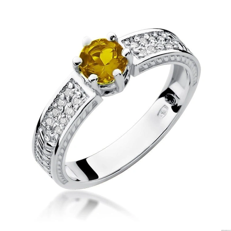 Pierścionek W075 Cytryn 0,50ct białe złoto