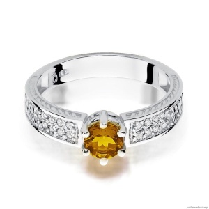 Pierścionek W075 Cytryn 0,50ct białe złoto