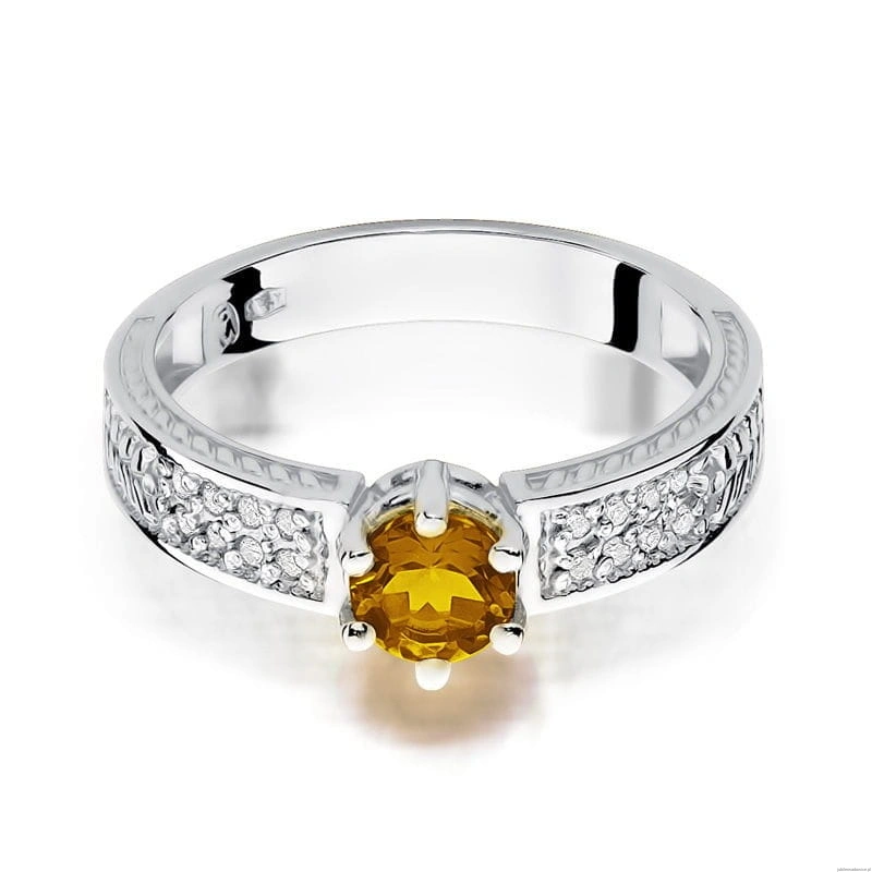 Pierścionek W075 Cytryn 0,50ct białe złoto