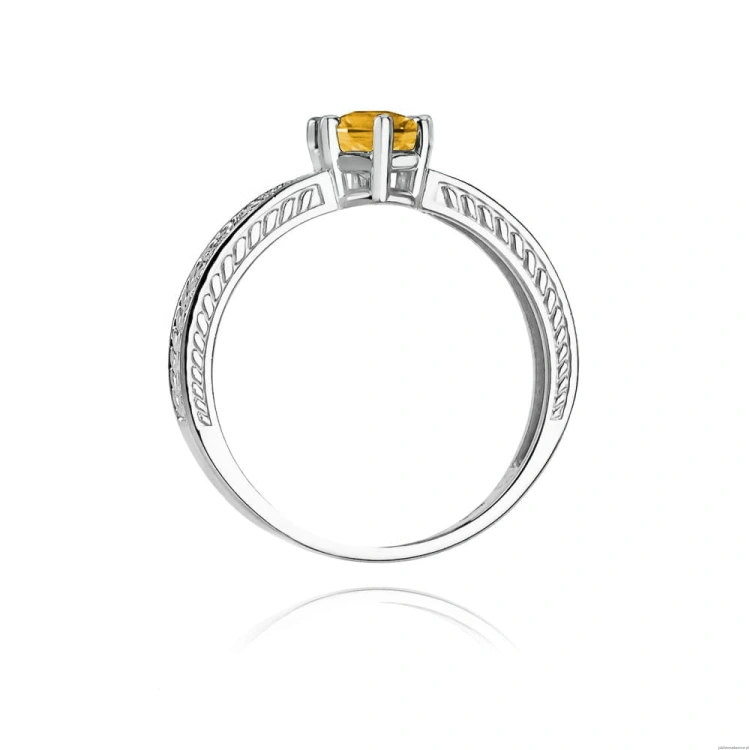 Pierścionek W075 Cytryn 0,50ct białe złoto