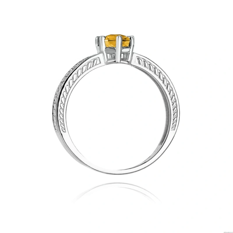 Pierścionek W075 Cytryn 0,50ct białe złoto