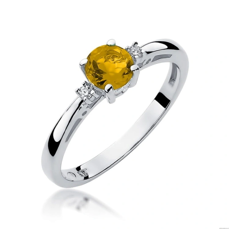 Pierścionek W010 Cytryn 0,50ct białe złoto