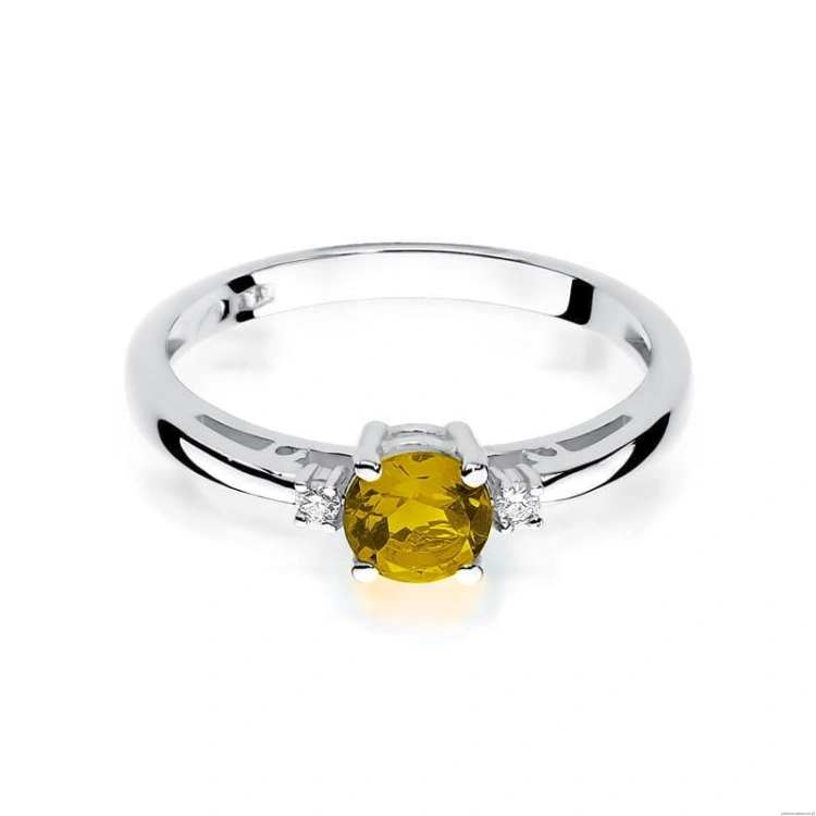Pierścionek W010 Cytryn 0,50ct białe złoto