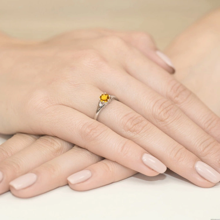 Pierścionek W0076 Cytryn 0,50ct białe złoto