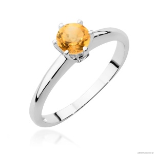 Pierścionek W557 Cytryn 0,50ct białe złoto