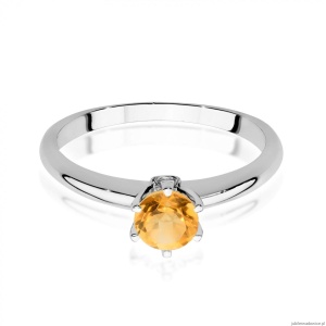 Pierścionek W557 Cytryn 0,50ct białe złoto