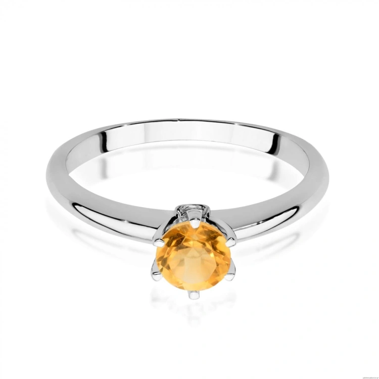 Pierścionek W557 Cytryn 0,50ct białe złoto