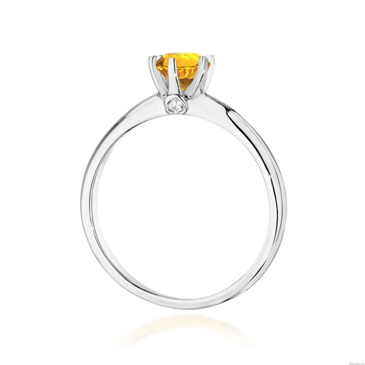 Pierścionek W557 Cytryn 0,50ct białe złoto