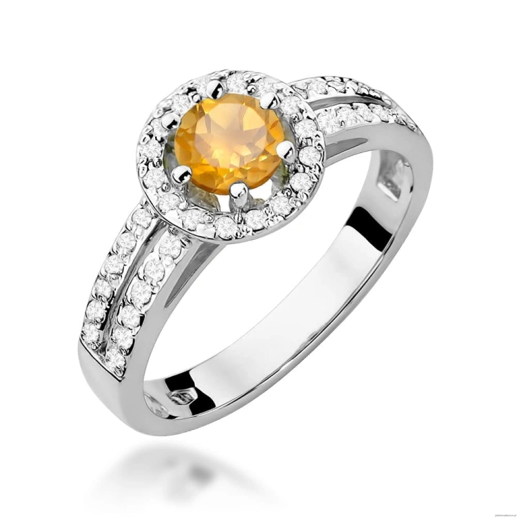 Pierścionek W087 Cytryn 0,50ct białe złoto