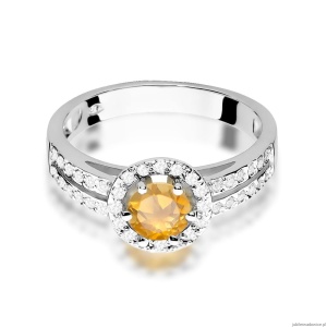 Pierścionek W087 Cytryn 0,50ct białe złoto