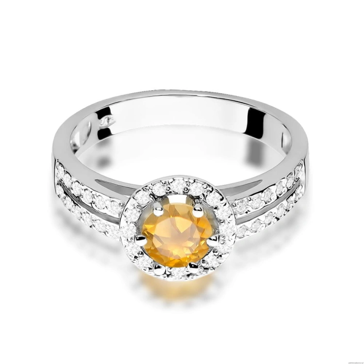 Pierścionek W087 Cytryn 0,50ct białe złoto