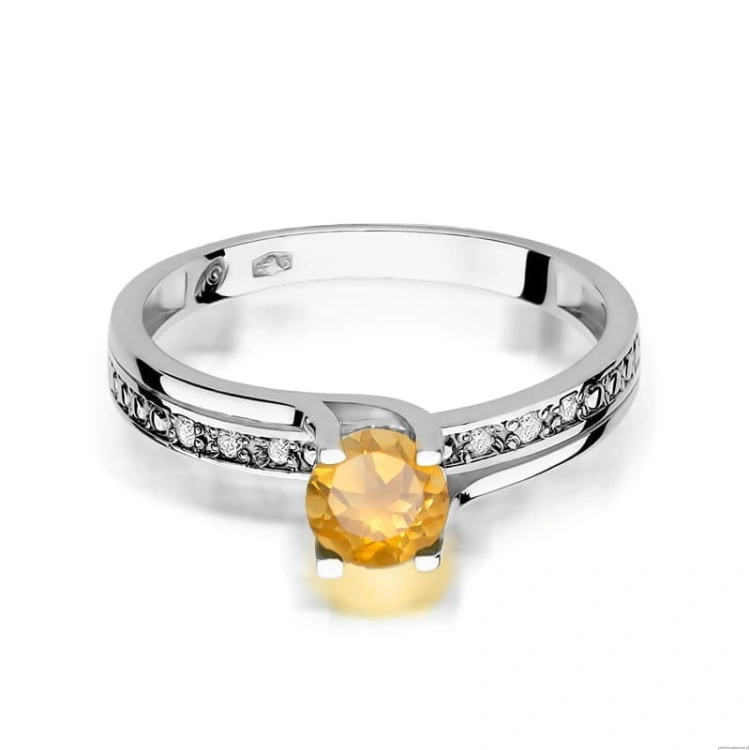 Pierścionek W106 Cytryn 0,50ct białe złoto