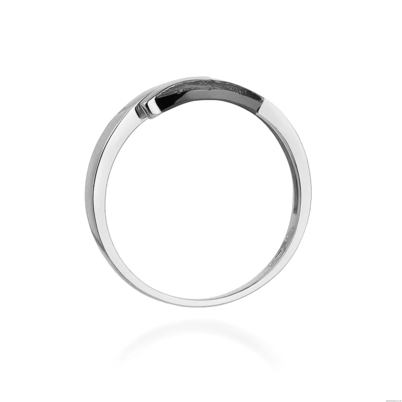 Pierścionek W107 z czarnymi diamentami białe złoto