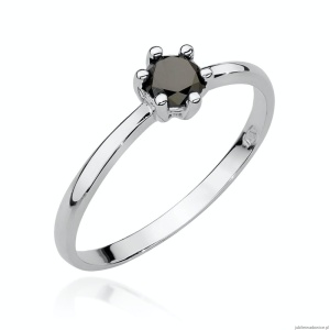 Pierścionek W496 Czarny Diament 0,30ct białe złoto