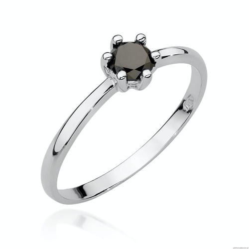 Pierścionek W496 Czarny Diament 0,30ct białe złoto