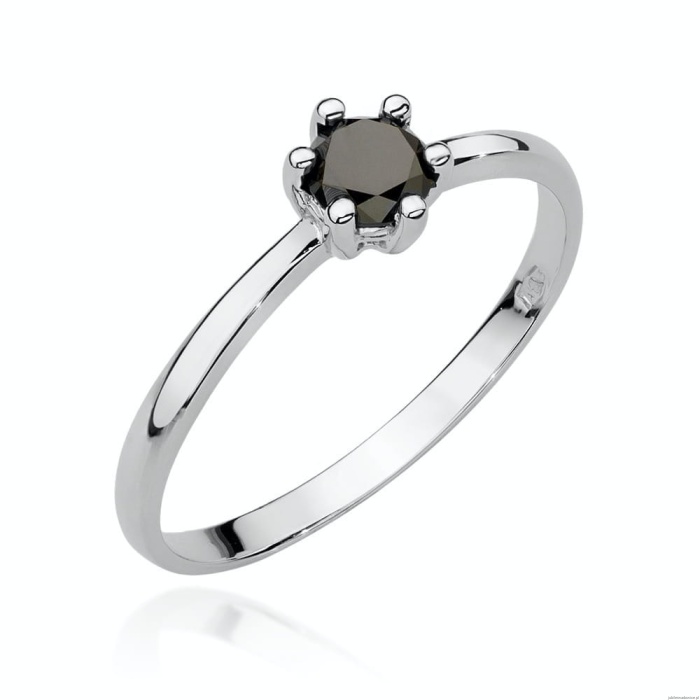 Pierścionek W496 Czarny Diament 0,30ct białe złoto