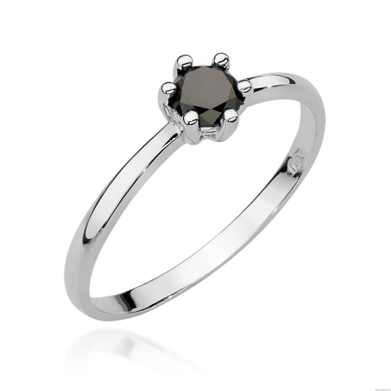 Pierścionek W496 Czarny Diament 0,30ct białe złoto
