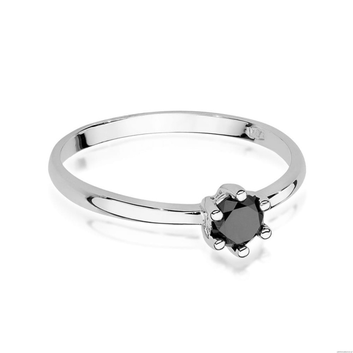 Pierścionek W496 Czarny Diament 0,30ct białe złoto