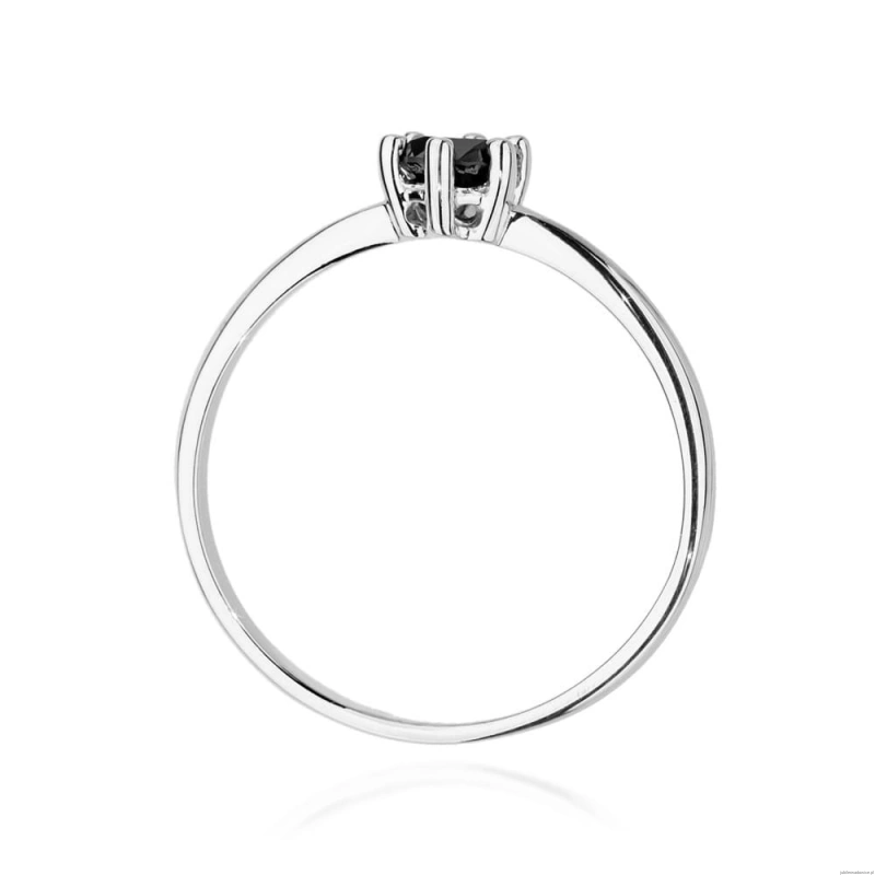 Pierścionek W496 Czarny Diament 0,30ct białe złoto