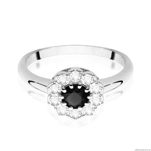 Pierścionek W529 Czarny Diament 0,50ct białe złoto