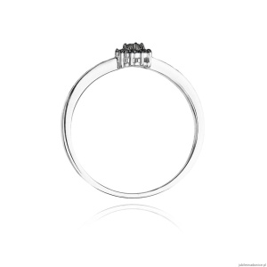 Pierścionek W091 Czarny Diament 0,02ct białe złoto