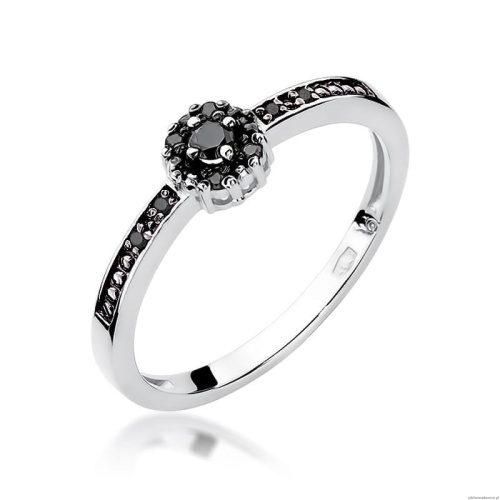 Pierścionek W091 Czarny Diament 0,02ct białe złoto
