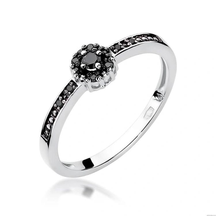 Pierścionek W091 Czarny Diament 0,02ct białe złoto