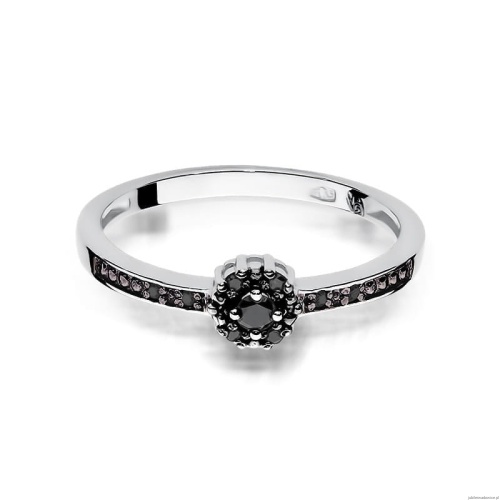 Pierścionek W091 Czarny Diament 0,02ct białe złoto