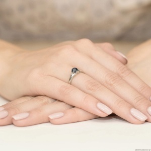 Pierścionek W0076 Czarny Diament 0,50ct białe złoto