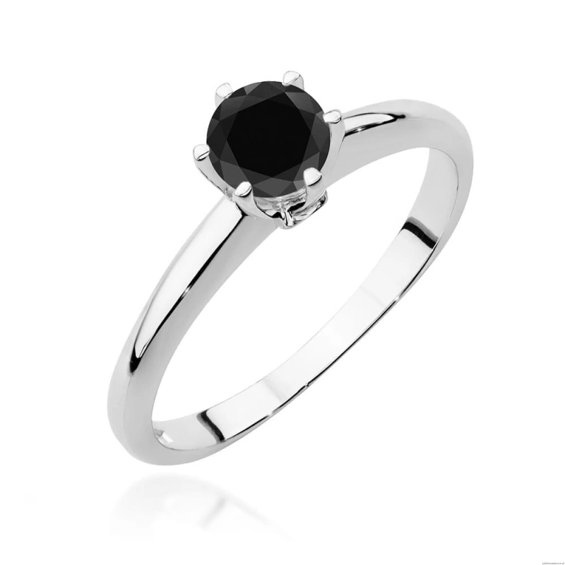 Pierścionek W557 Czarny Diament 0,50ct białe złoto