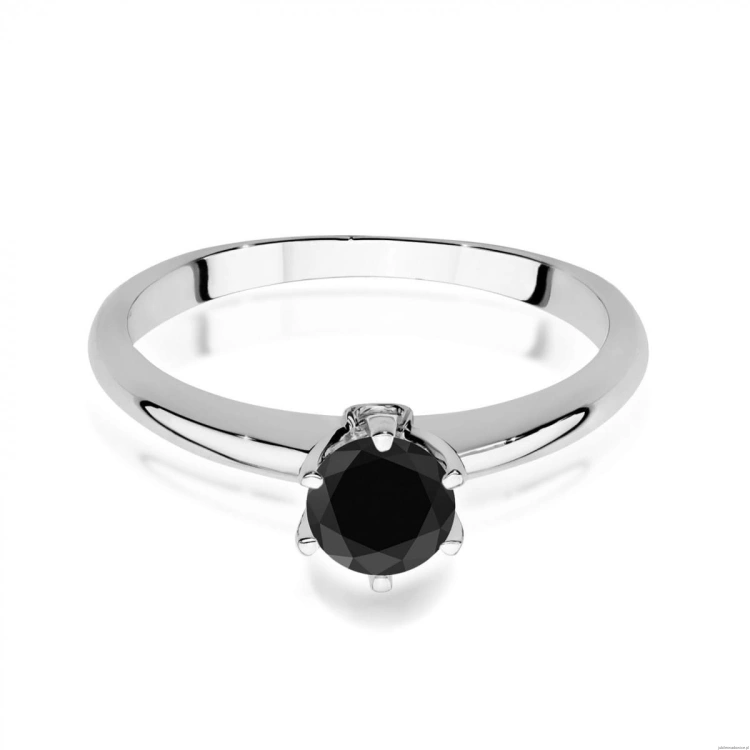 Pierścionek W557 Czarny Diament 0,50ct białe złoto