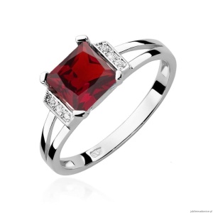 Pierścionek W103 Granat 1,30ct białe złoto