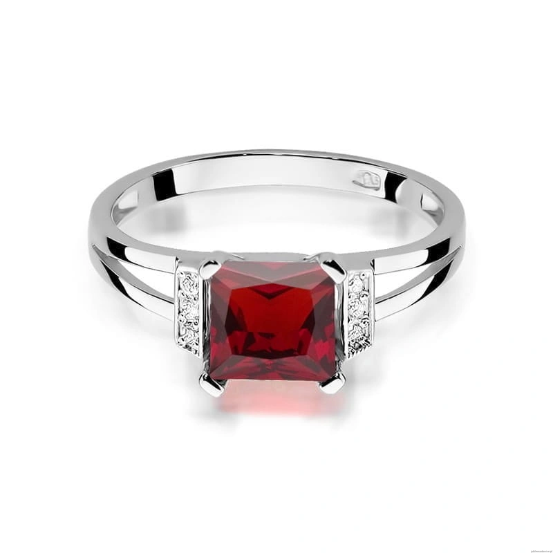 Pierścionek W103 Granat 1,30ct białe złoto