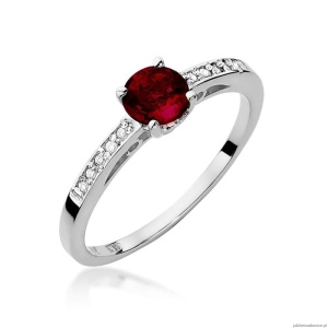 Pierścionek W066 Granat 0,60ct białe złoto