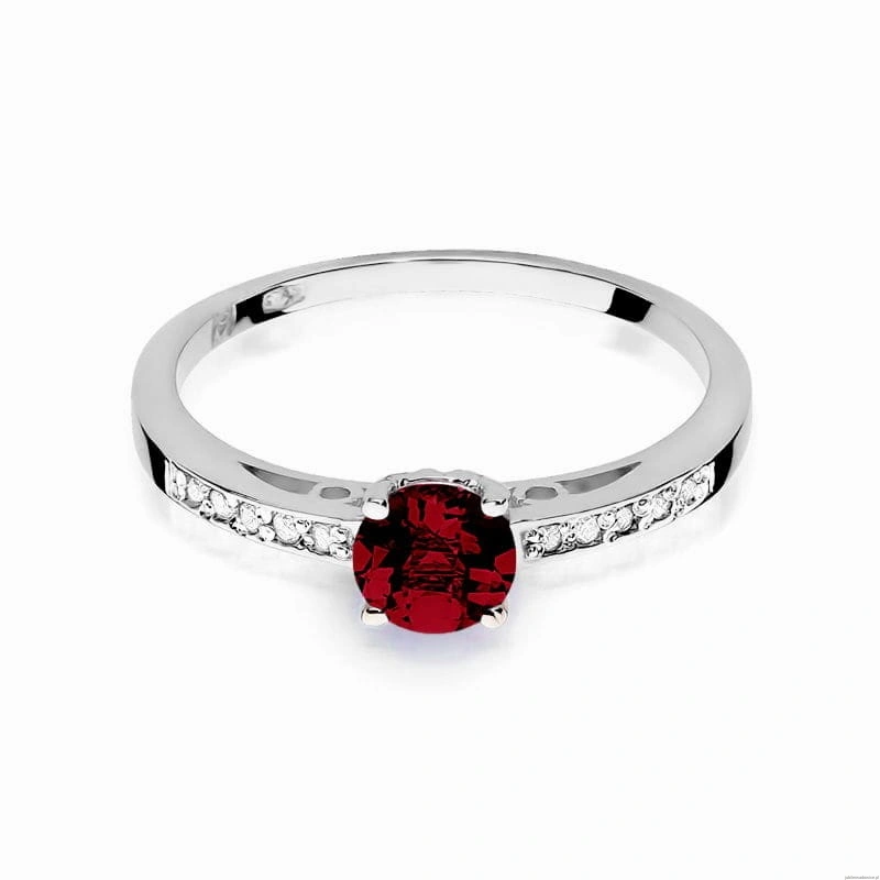 Pierścionek W066 Granat 0,60ct białe złoto